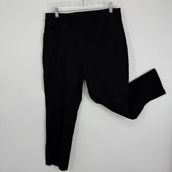 Chicos 1.5 Stretch Ponte Ankle Pants size Medium Black dotted Pattern Pull on - Picture 11 of 12